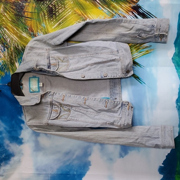 Hollister Jackets & Blazers - Hollister hand painted rock and roll stretch jeans jacket size S